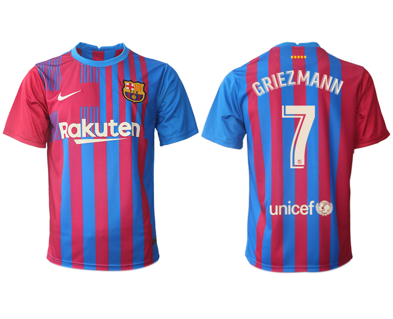 Men 2021-2022 Club Barcelona home aaa version red #7 Nike Soccer Jerseys->barcelona jersey->Soccer Club Jersey